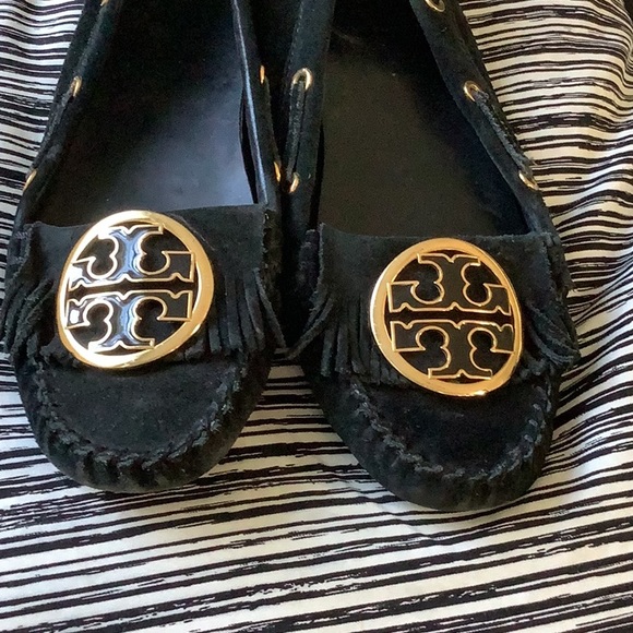 Tory Burch Driving Moccasin Loafer Suede 8.5 Women’s Tory Logo - Picture 4 of 5
